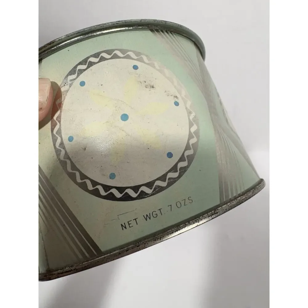 Darnee Gardenia Perfumed Bath Powder Large 7 Oz In Vintage Aqua Blue Tin Sealed‎